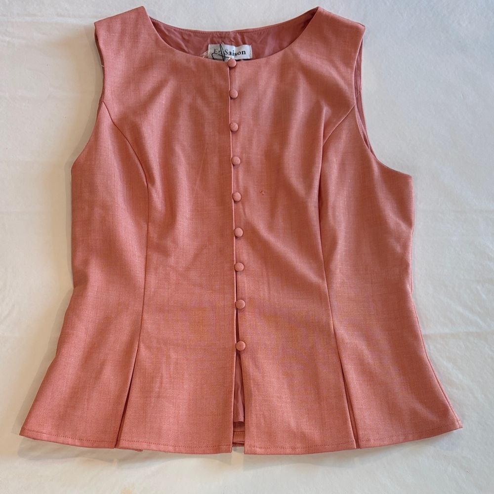 En Saison Dusty Rose Sleeveless Button-Front Blouse